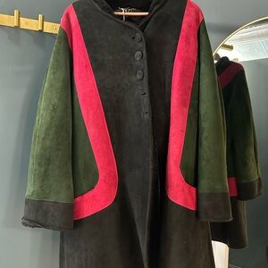 Valentino Black, Green, and Red Lambskin Coat